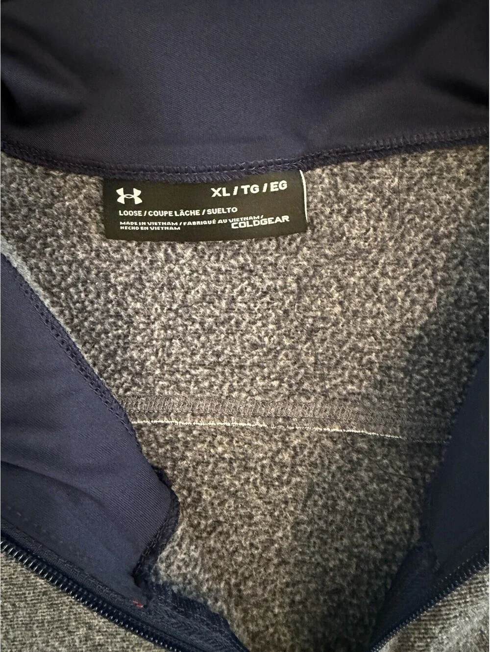 Under Armour ColdGear Full Zip Fleece Jacket Mens XL Gray Loose Fit